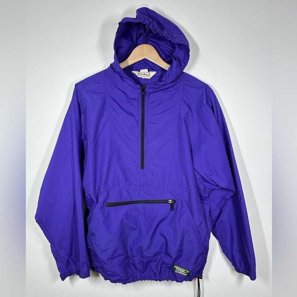 L.L. Bean Vintage Purple Anorak Pullover Quarter Zip Windbreaker‎